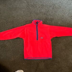 Patagonia Bright Red Half-Zip Fleece with Navy Trim
